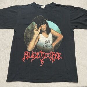 Alice Cooper Dirty Diamonds Tour T Shirt Medium Black 2005 Double Sided Rock Y2K